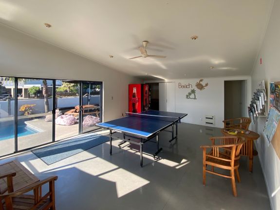Games room in Papamoa motel